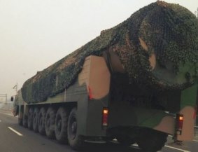 China's DF-41 inter-continental ballistic missile. Reports say China has tested the weapon in the vicinity of the South China Sea.