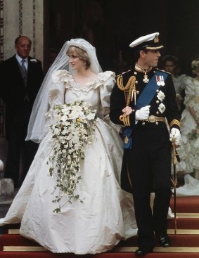 Princess Diana in her iconic wedding dress.
