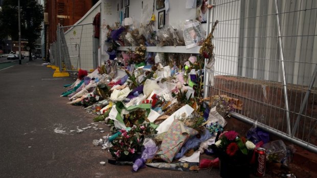 The shrine commemorating three pedestrians killed in the CUB site wall collapse.