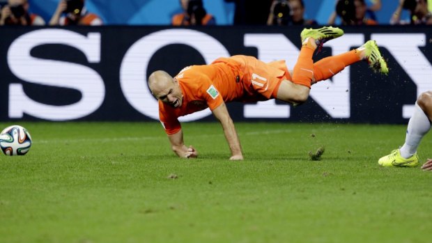 Another dive: Arjen Robben won a number of free-kicks for the Netherlands.