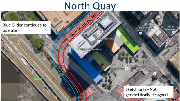 The proposed underground portal for the Brisbane Metro at North Quay.