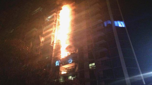 The apartment building fire in Docklands in 2014. 