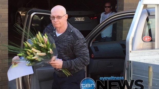 Gordon Nuttall arrives at his daughter's home after being released from jail.