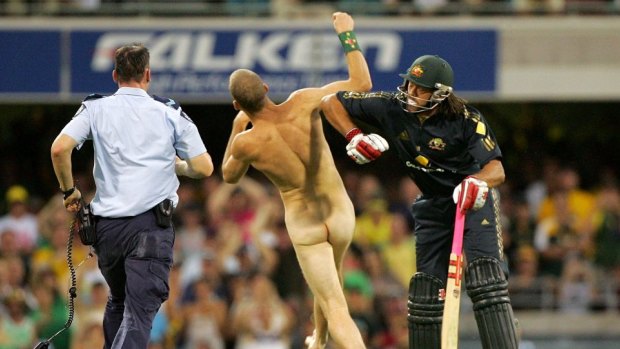 Streaking: it could almost be considered an Aussie tradition, but Andrew Symonds didn't take too kindly to it when he was at bat in 2008.