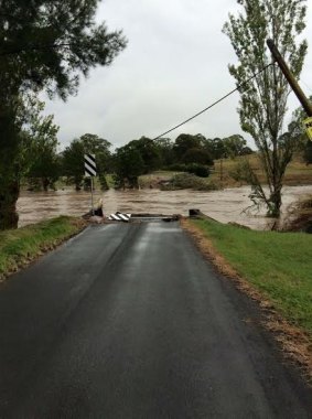 The scene at Dungog where there was a bridge before it was washed away when the Allyn River flooded.