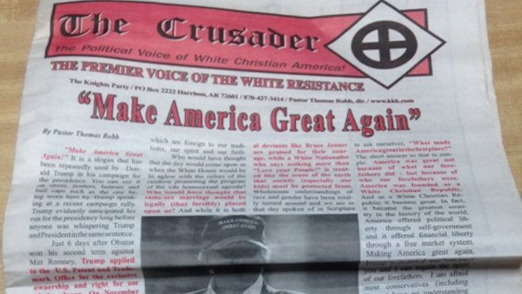 The Crusader, the official newspaper of the Ku Klux Klan, backs Donald Trump.