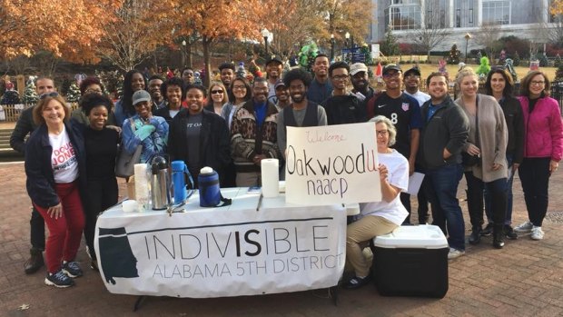 The Indivisible team with students at Oakwood University in Huntsville, Alabama.