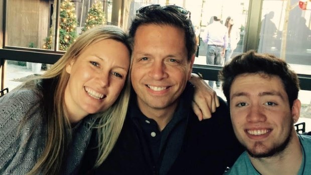 Justine Damond (left) with her fiance Don and Don's son, Zach. She fell in love with Don after listing the attributes of her ideal man.