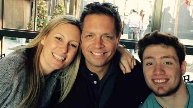 Justine Damond (left) with her fiance Don and Don's son, Zach. She fell in love with Don after listing the attributes of her ideal man.