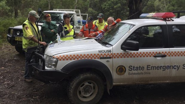 Rescue teams at the Deua National Park where up to 41 campers are trapped after the Deua River flooded.