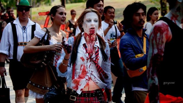 Bloody dead hordes have been marching in Brisbane's Roma Street Parklands for a decade.