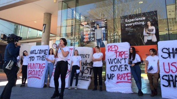 Students from the university's Women's Collective, survivors of campus sexual assault and their supporters.