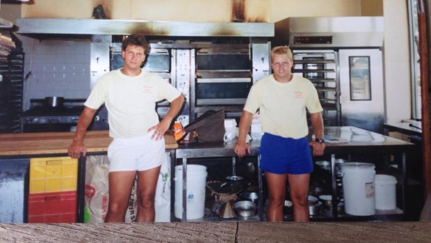 Brothers Ben and Greg Hoitink at the Yarralumla Bakery in the early 1990s.