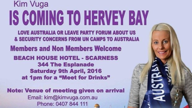 Ms Vuga's proposed event for Hervey Bay.