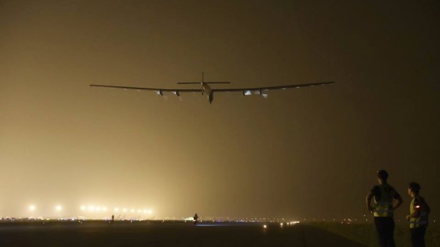 Solar Impulse 2 as it takes off from China.
