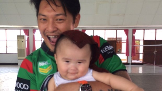 Andrew Chan with his nephew Kai at Kerobokan prison in Bali.