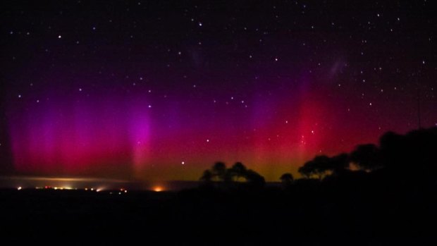 The spectacular dawn light show over Mount Barker on Monday.