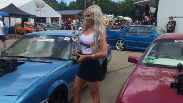 Miss Summernats 2017 Jazmyne Wardell poses with her mother and father's cars.