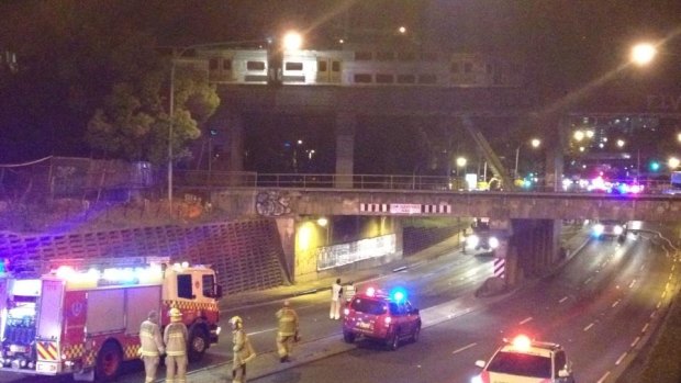 The train stopped on an overpass at Granville.