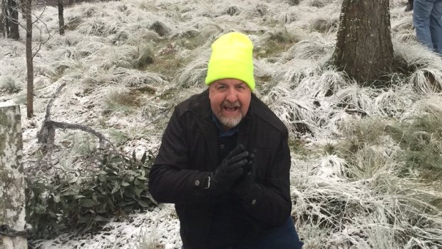 Ipswich councillor Paul Tully enjoys the snow at Mount Mackenzie, northern NSW.