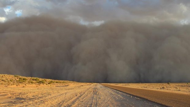 The dust storm in Bedourie, central west Queensland. 
