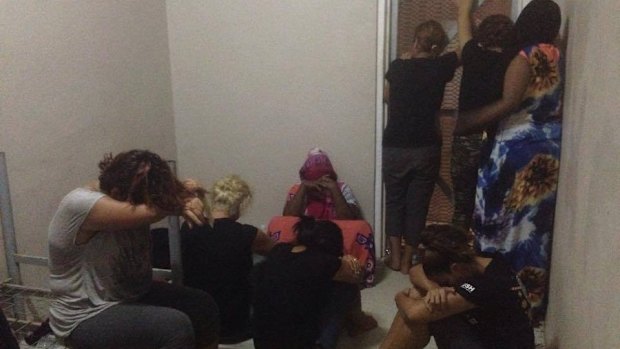 Refugee protesters inside jail on Nauru.