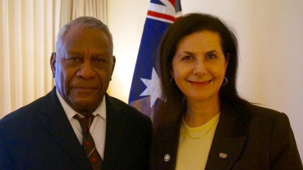 Minister for International Development and the Pacific, Concetta Fierravanti-Wells, with Vanuatu President Baldwin Lonsdale in 2016.