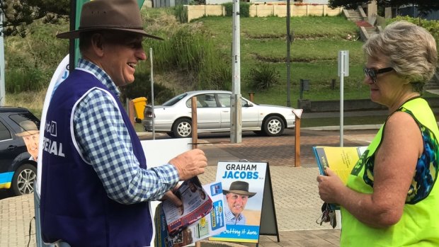 Dr Jacobs was spotted holding One Nation material while on the campaign trail in Esperance.