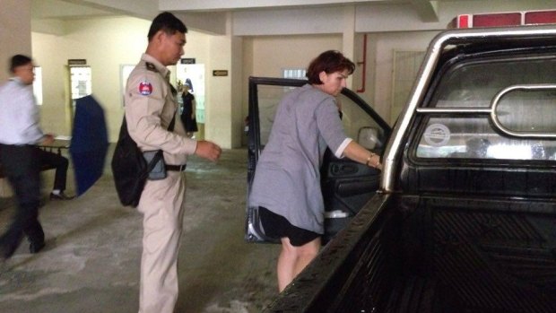 Melbourne nurse and fertility specialist Tammy Davis-Charles arrives at a Phnom Penh court on Tuesday. 