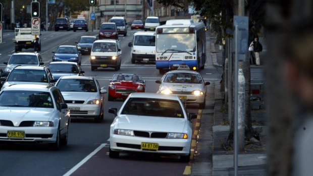 Speed increase expected: a bus travels along Parramatta Road near Broadway. 