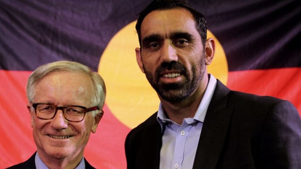 Adam Goodes  with former senator Fred Chaney at the Wayside Chapel.
