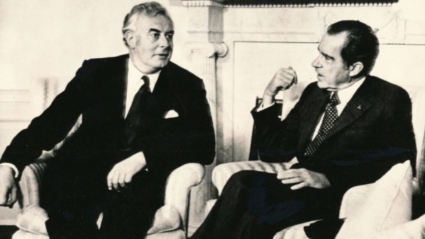 United States President Richard Nixon with Gough Whitlam in 1973.