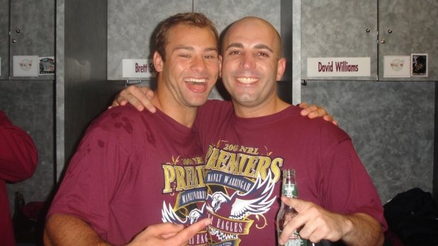 Robert Melhem, right, with Brett Stewart after the 2008 grand final.