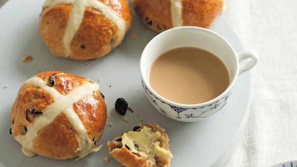 Dried cherry and hot cross bun from BakeClass by Anneka Manning.