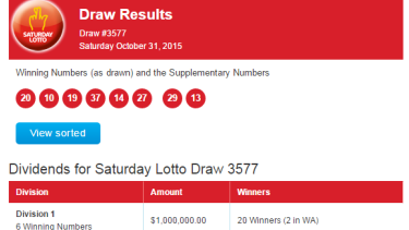 saturday night lotto dividends