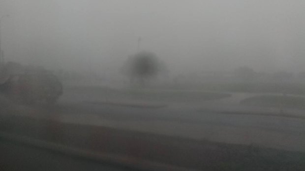 One local took this photo, which shows Broome motorists have almost no visibility on local roads.