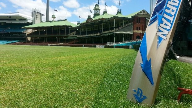 Hallowed ground: A bat rests on the SCG turf. 