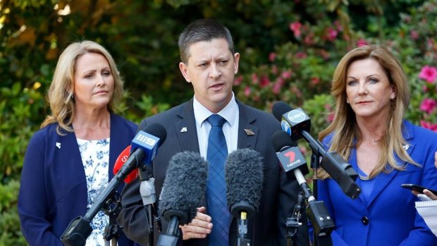 The case of outspoken army reservist Bernard Gaynor (centre), who is now a Senate candidate for the Australian Liberty Alliance, is likely to head to the High Court.