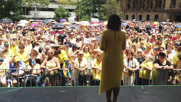 Lisa Wilkinson tells the Allison Baden-Clay rally that domestic violence is a national disgrace.