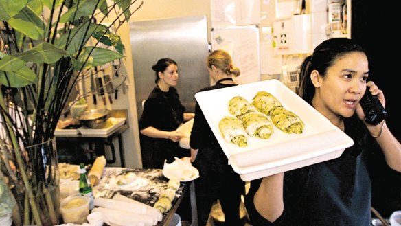 Kylie Kwong in her Surry Hills kitchen, 2002.