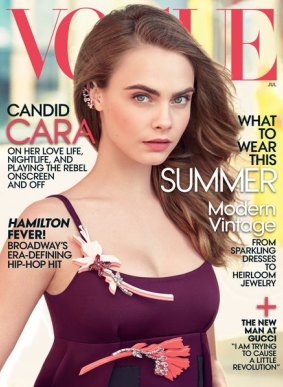 Cara Delevigne on the cover of <i> Vogue</i>.