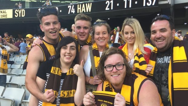 The Neves clan at the MCG for last year's grand final dominated by the Hawks.