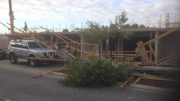 The scaffolding collapsed near Aubin Grove train stations. 