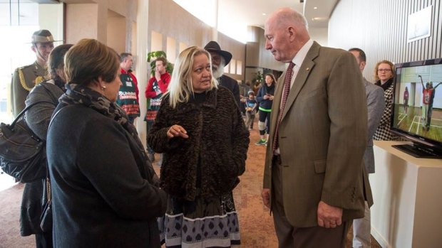 Debbie Carmody manager of Tjuma Pulka Media, seen here with Governor General Sir Peter Cosgrove.