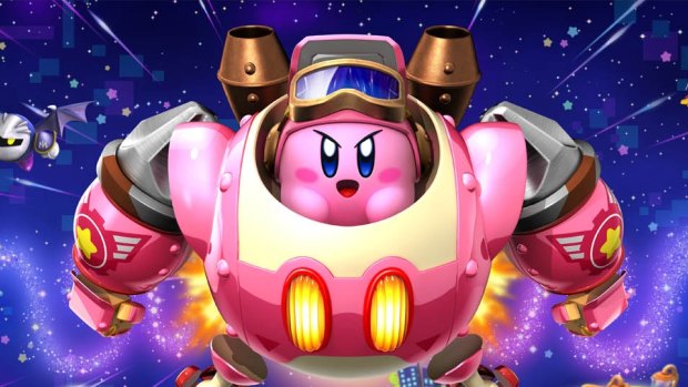 Kirby gets suited up to pilot a mech in <i>Planet Robobot</i>.