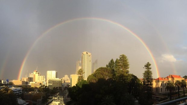 Somewhere over that rainbow was a large cold front that swept over Perth.