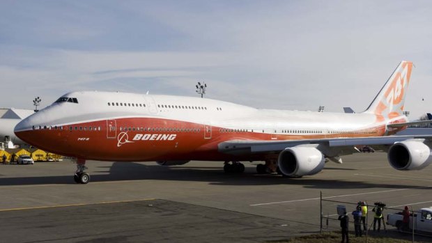 A Boeing 747- 8 jetliner at Paine Field in Everett, US.