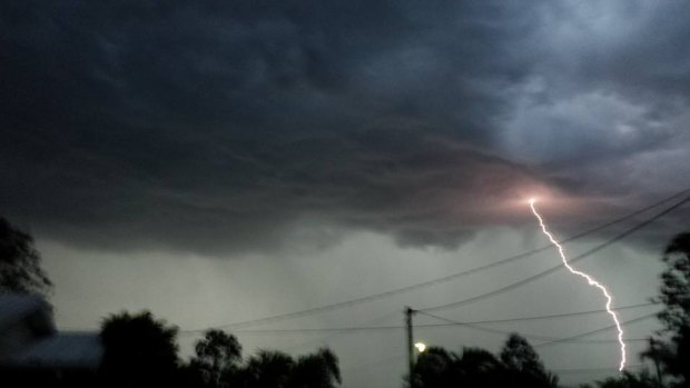 Lightning cracks the sky over Redbank Plains