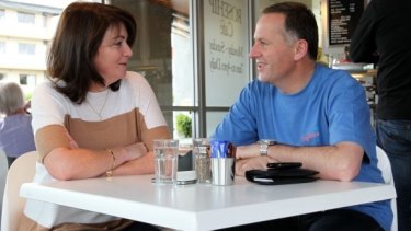 John Key and wife Bronagh have a coffee the morning after the election.