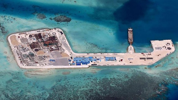 Chinese development at Hughes Reef in the disputed Spratly Islands chain in the South China Sea.